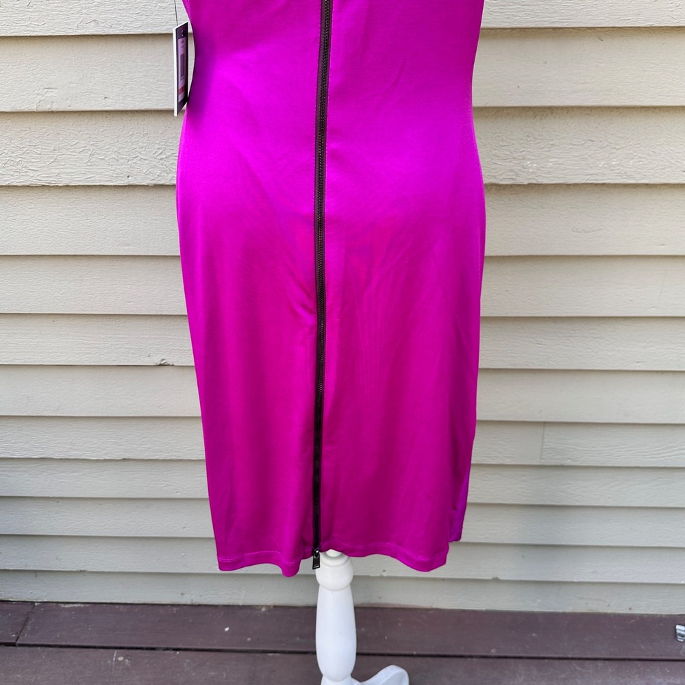 Marc New York Andrew Marc Purple Ruched Faux Wrap Sheath Dress MD2AK590 Sz 10 - Picture 16 of 16